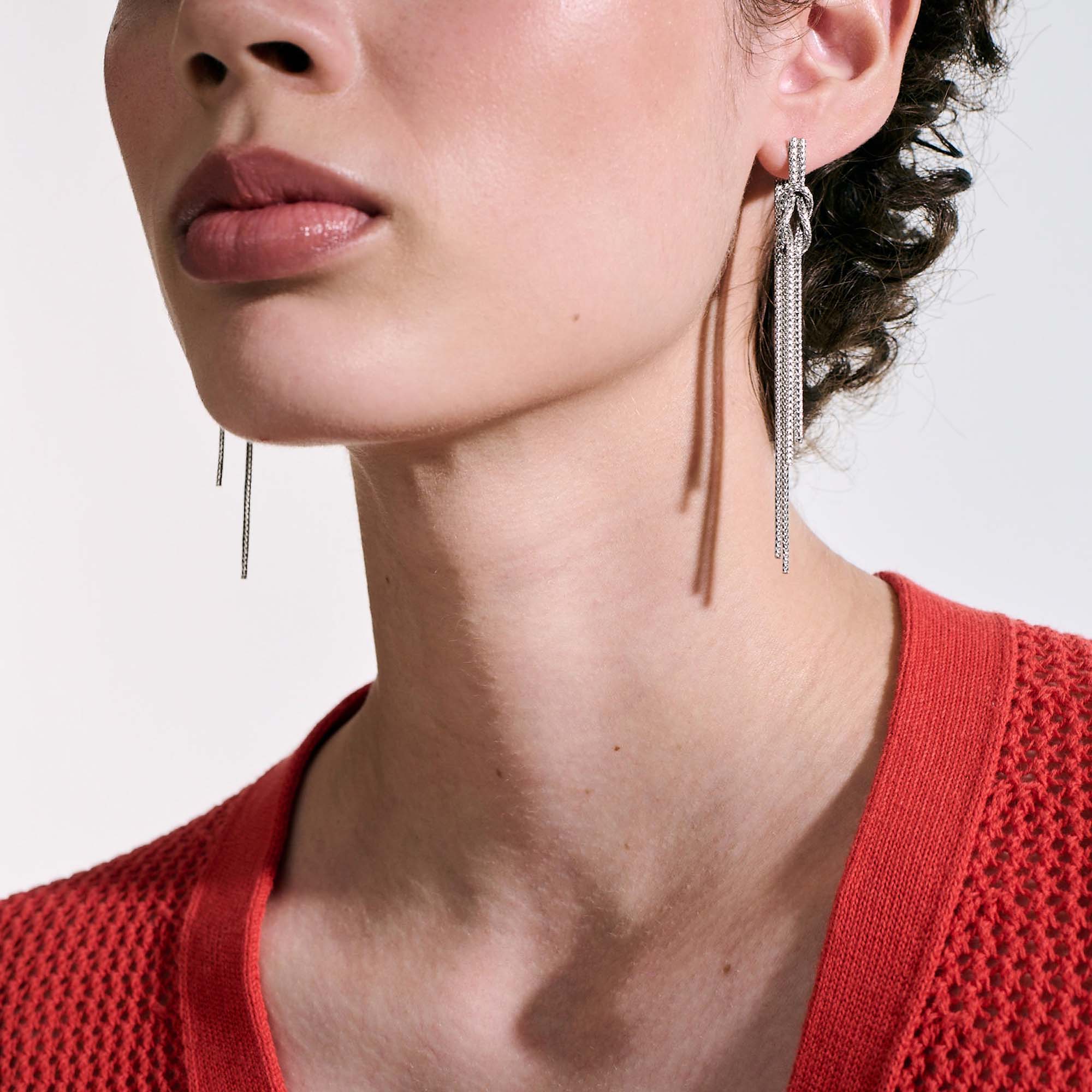 Love Knot Drop Earrings, Sterling Silver|EB901063 - Image 5