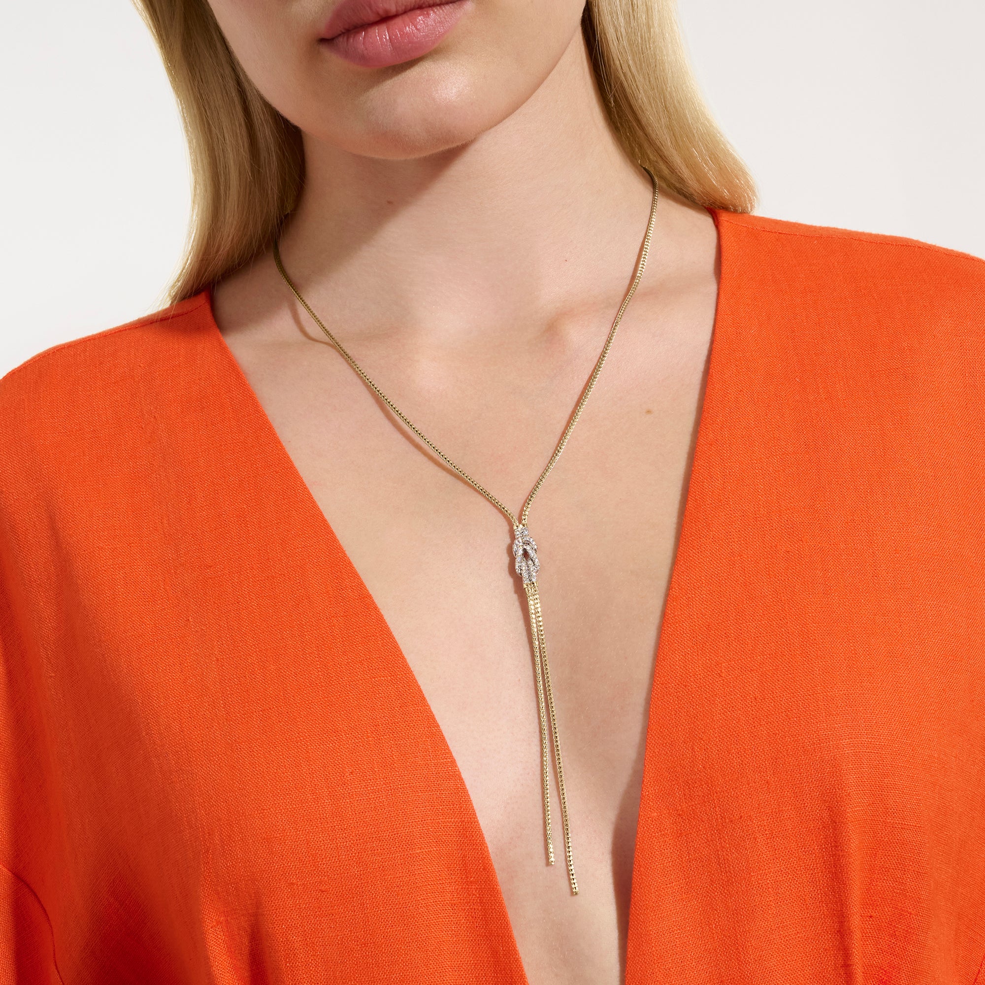 Love Knot Y Necklace, Gold, Diamonds|NGGX987832DI - Image 5