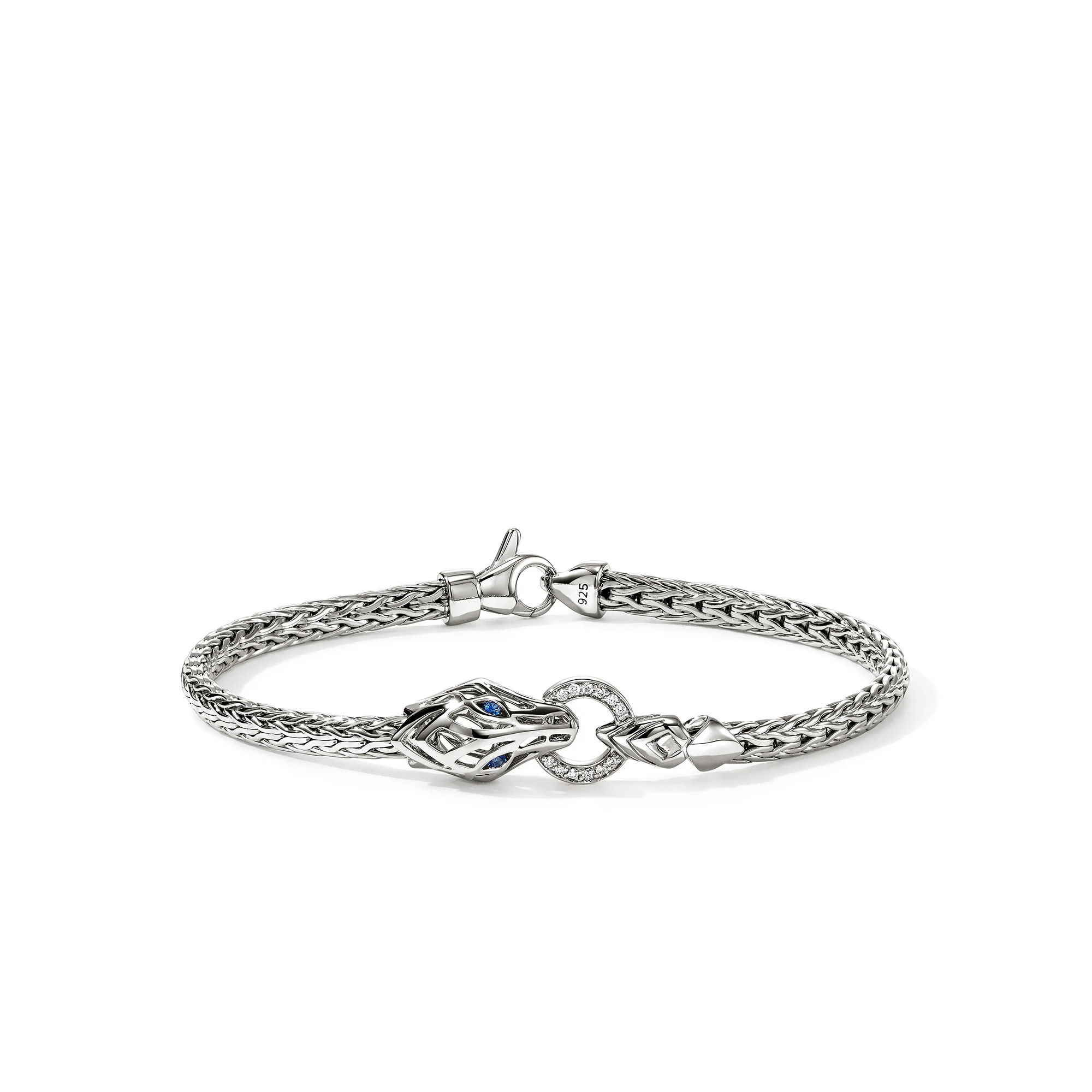 Naga Bracelet, Sterling Silver, Diamonds, Blue Sapphires, 3.5MM|BUP603752BSPDI