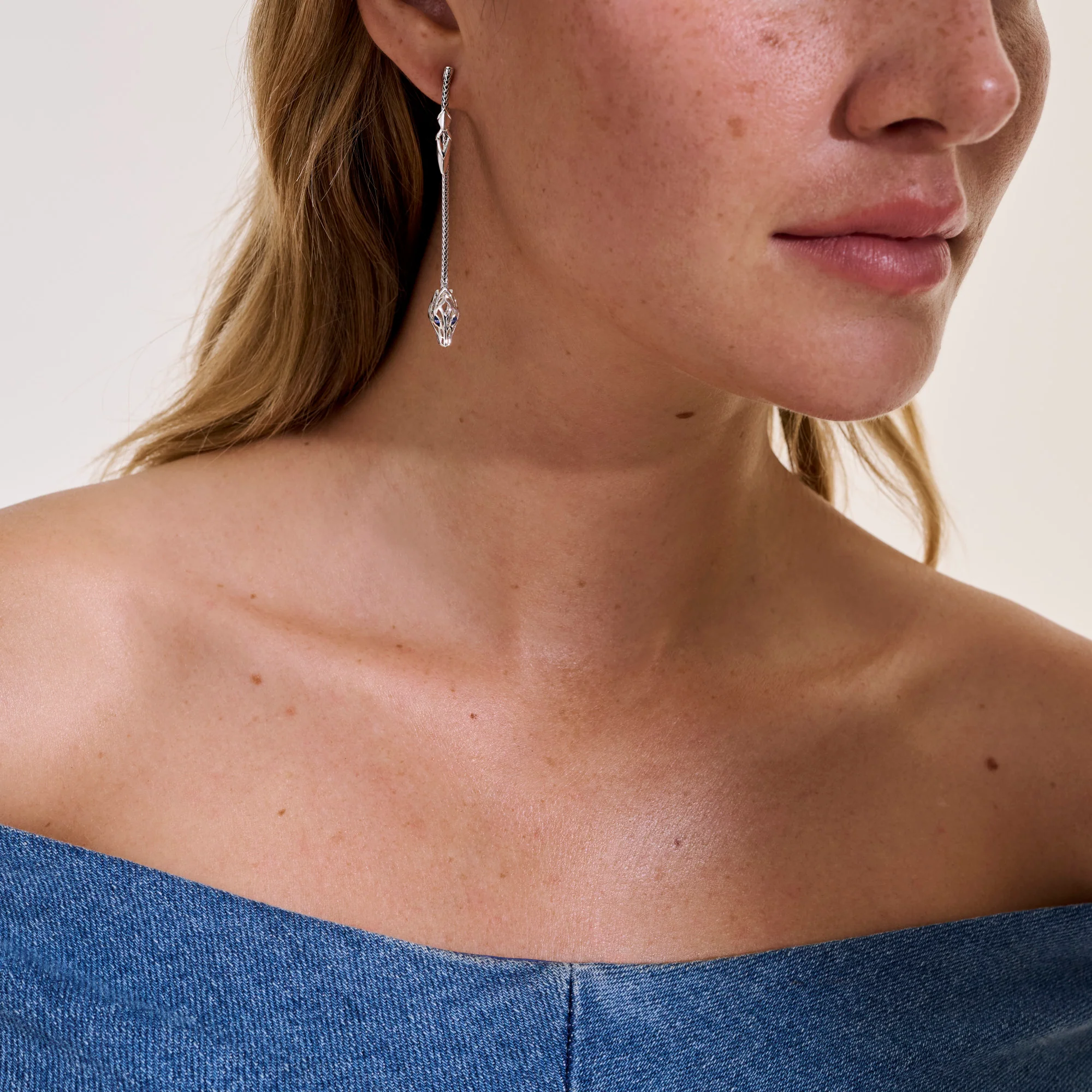 Naga Drop Earrings, Sterling Silver|EBS603361BSP - Image 4