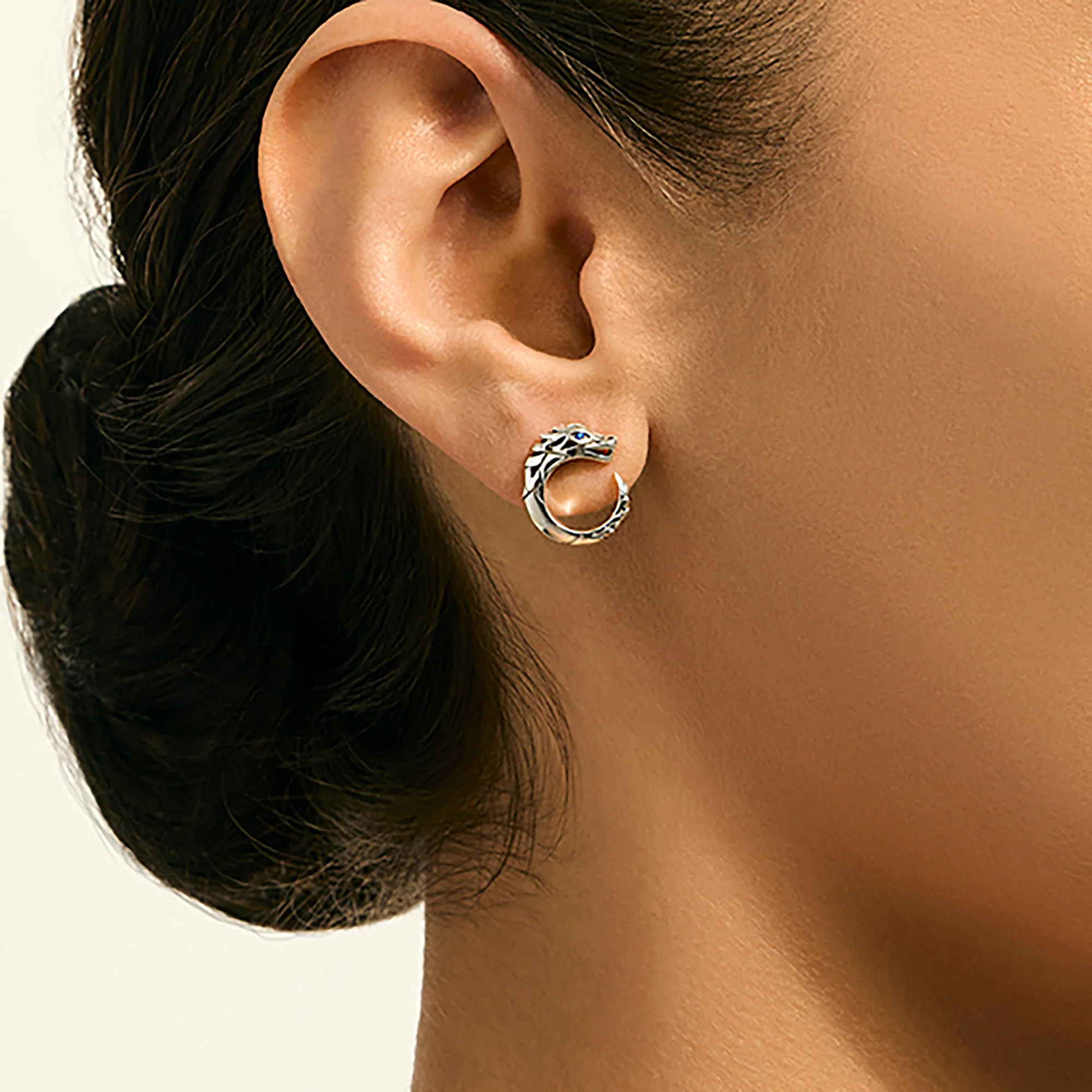 Naga Earrings, Sterling Silver, Blue Sapphires|EBS603731BSP - Image 4