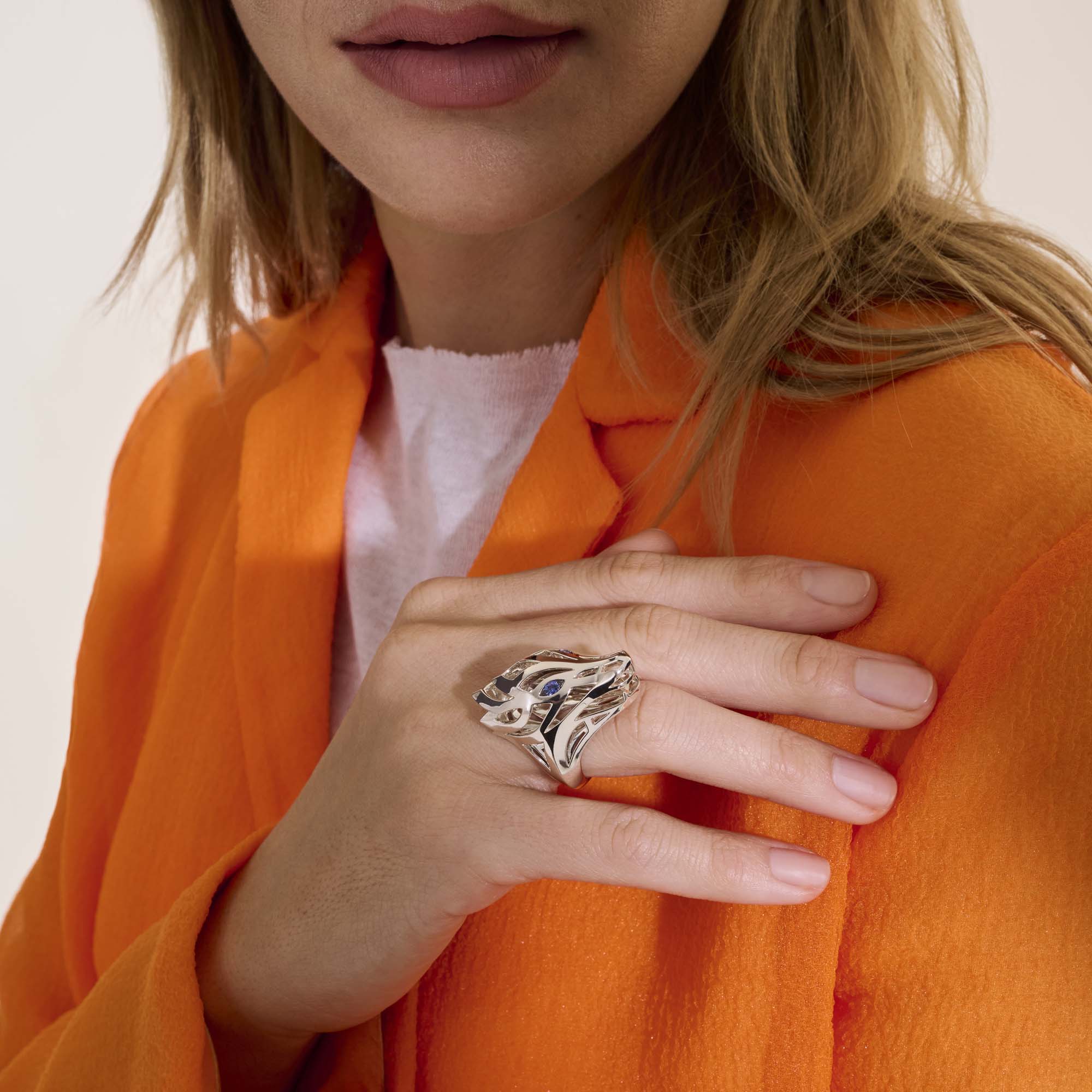 Naga Saddle Ring, Sterling Silver|RBS603411BSP - Image 6