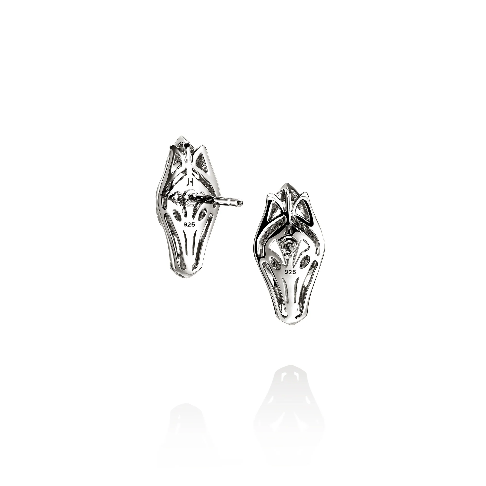 Naga Stud Earrings, Sterling Silver, Blue Sapphires|EBS603721BSP - Image 3