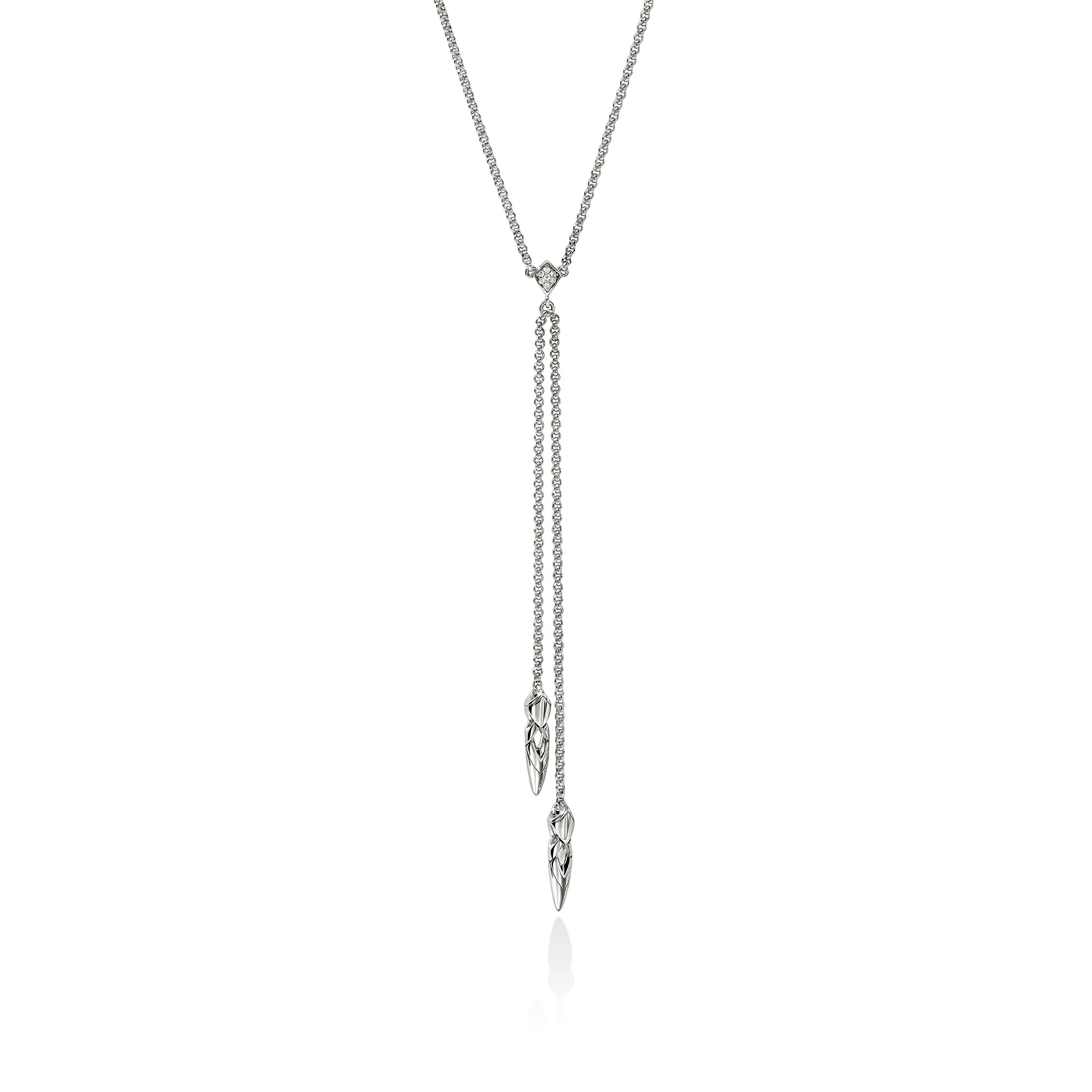 Naga Y Necklace, Sterling Silver, Diamonds, 1.5MM|NBP604012DI