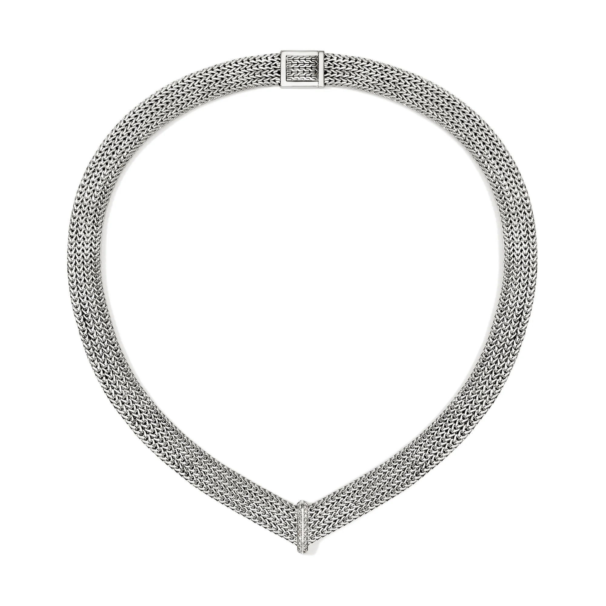 Icon Link Necklace, Sterling Silver, Diamonds, 12MM|NBP9009882DI - Image 4