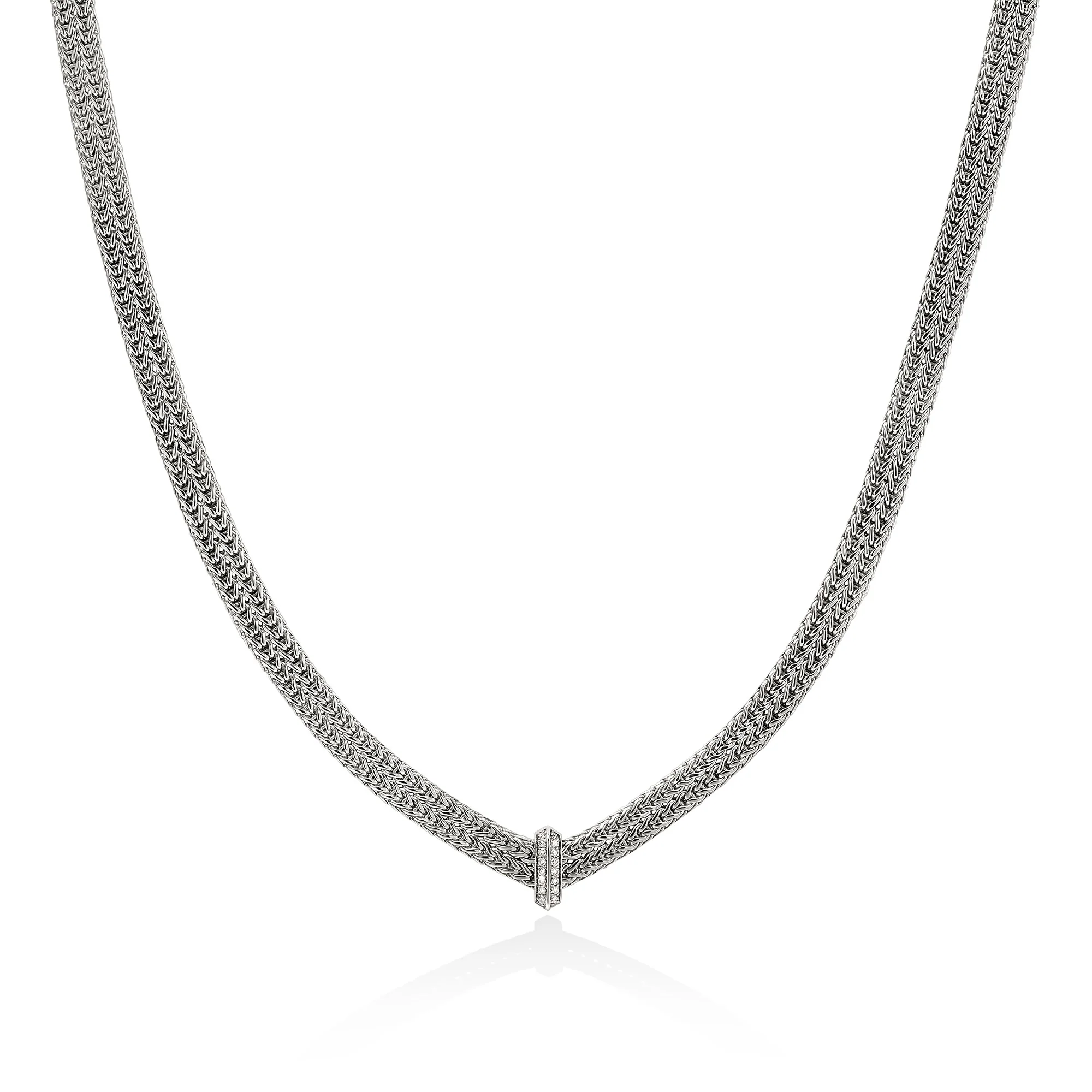 Icon Link Necklace, Sterling Silver, Diamonds, 6MM|NBP989352DI