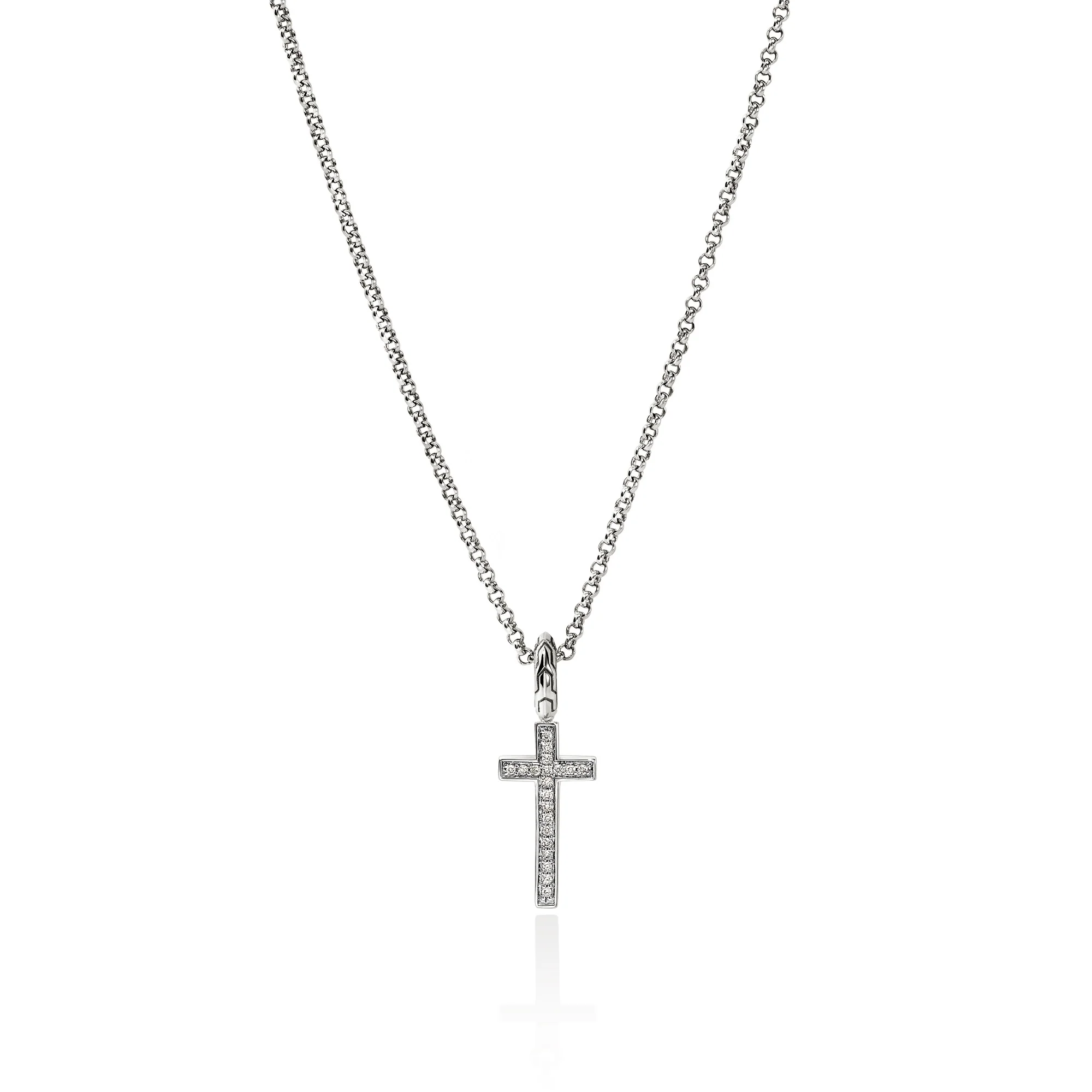 JH Essential Cross Necklace, Sterling Silver, Diamonds|NBP9893882DI
