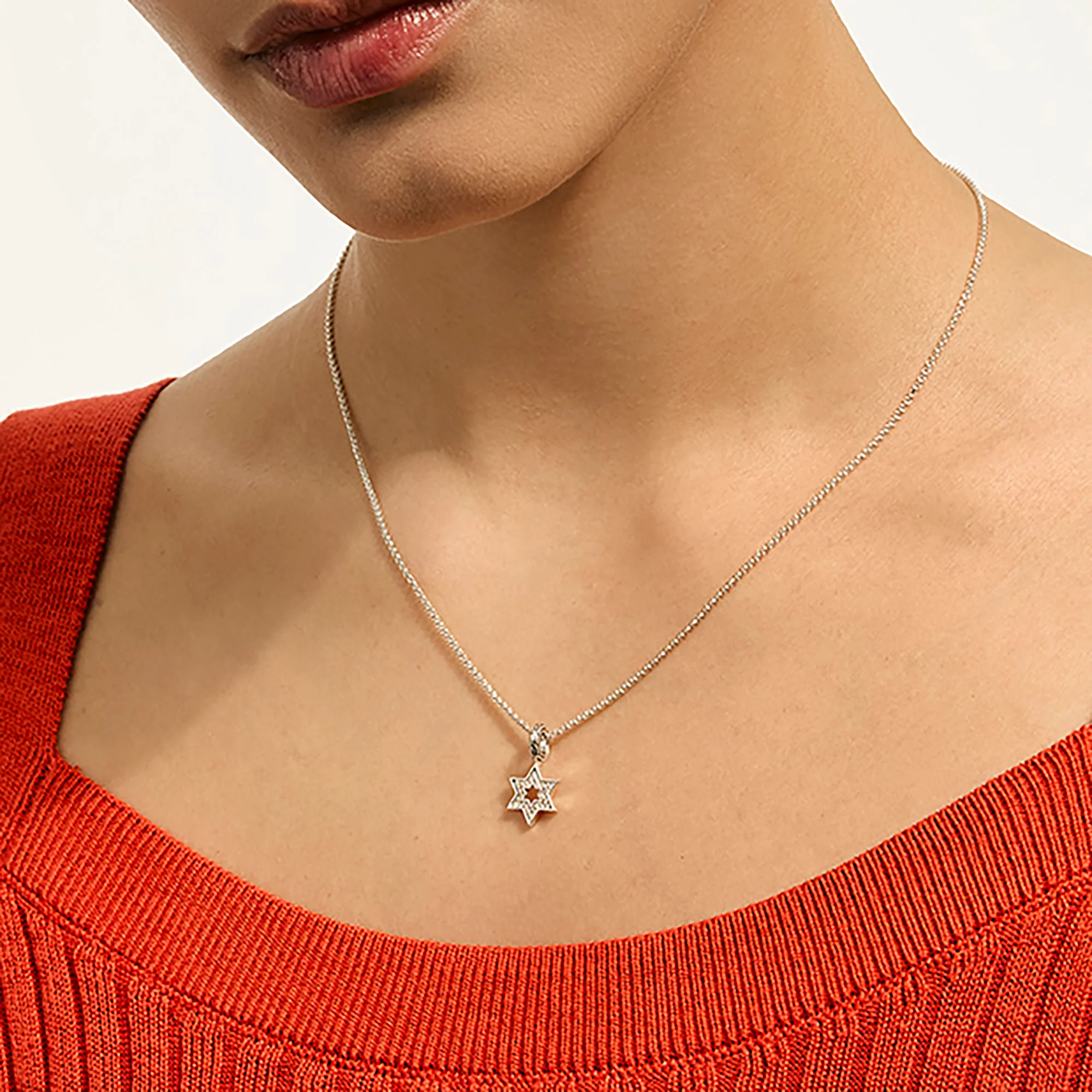 JH Essential Star of David Necklace, Sterling Silver, Diamonds|NBP9894002DI - Image 5