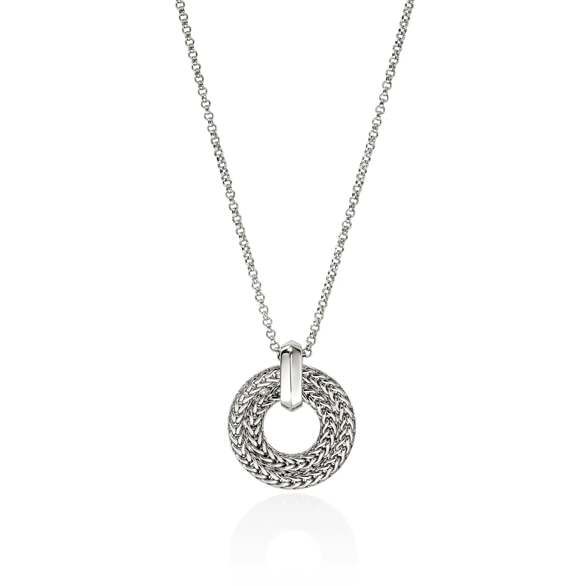 Icon Link Pendant Necklace, Sterling Silver, Diamonds, 2MM|NBP989542DI - Image 3