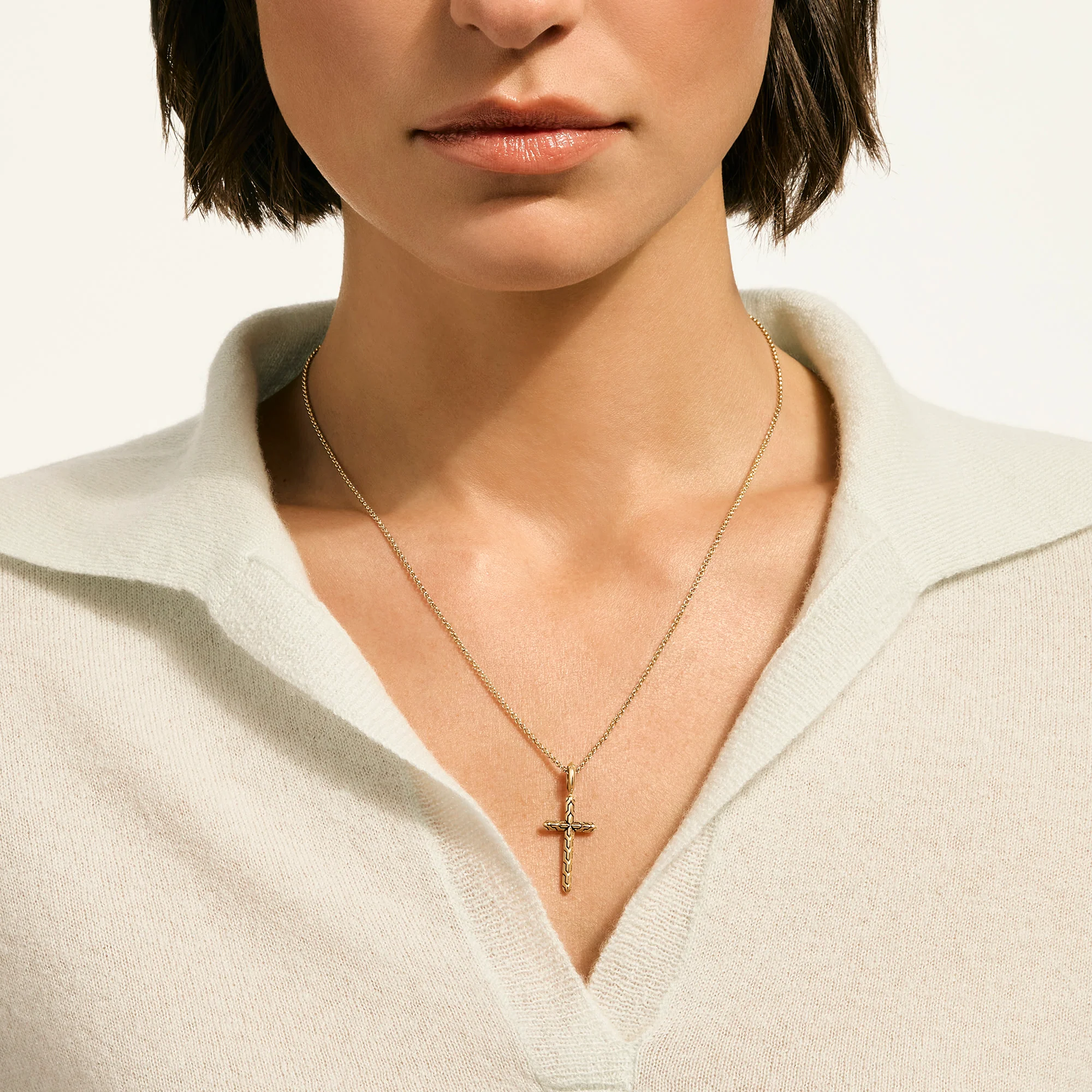 JH Essential Cross Necklace, Gold|NGG989377 - Image 4