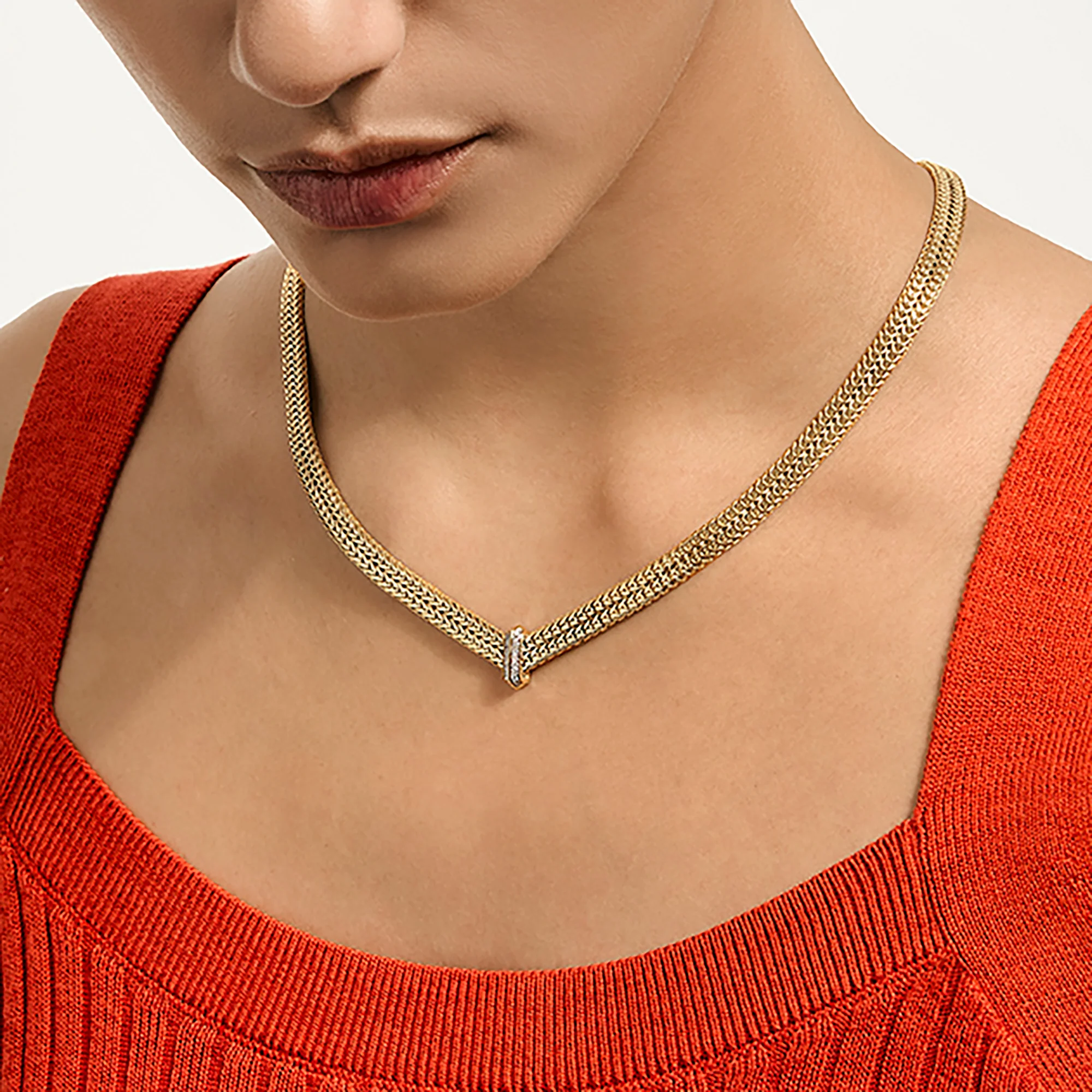 Icon Link Necklace, Gold, Diamonds, 6MM|NGGX989352DI - Image 6