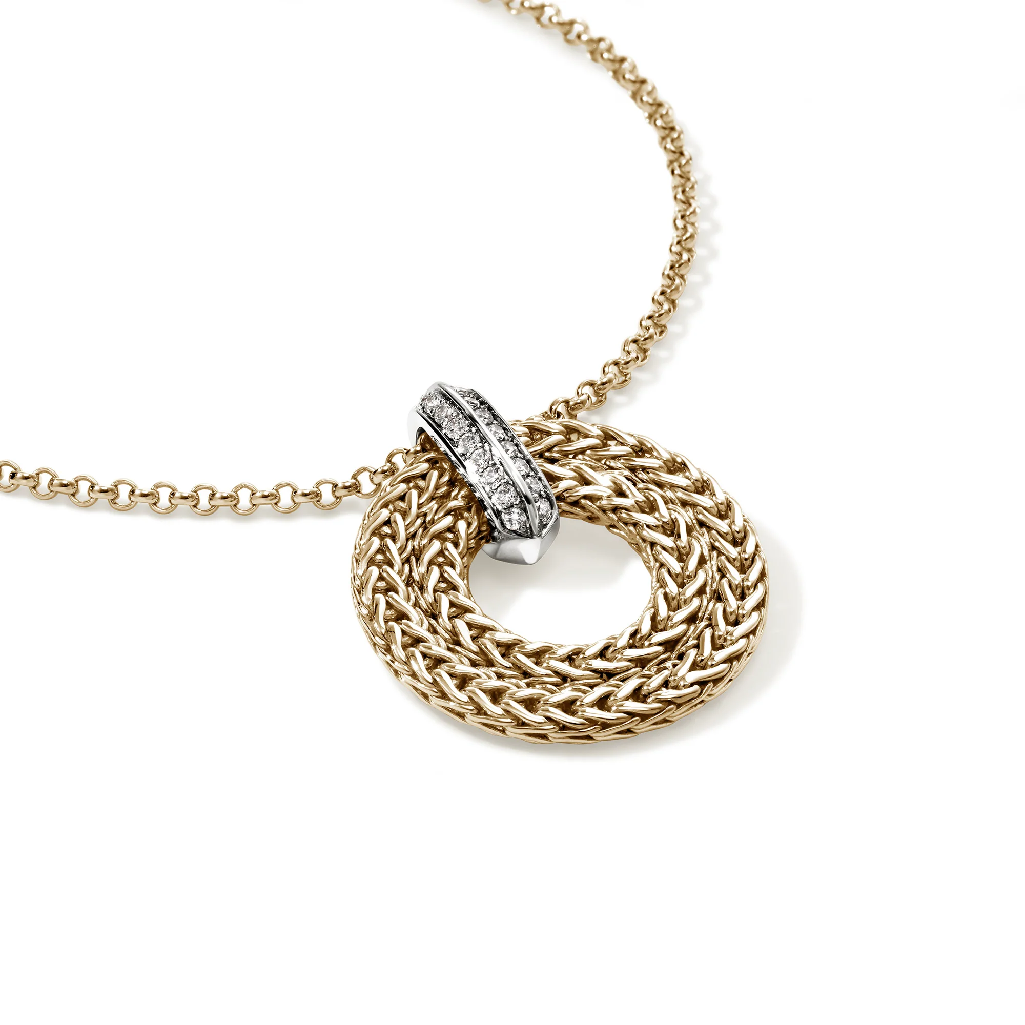 Icon Link Pendant Necklace, Gold, Diamonds, 2MM|NGGX989542DI - Image 2