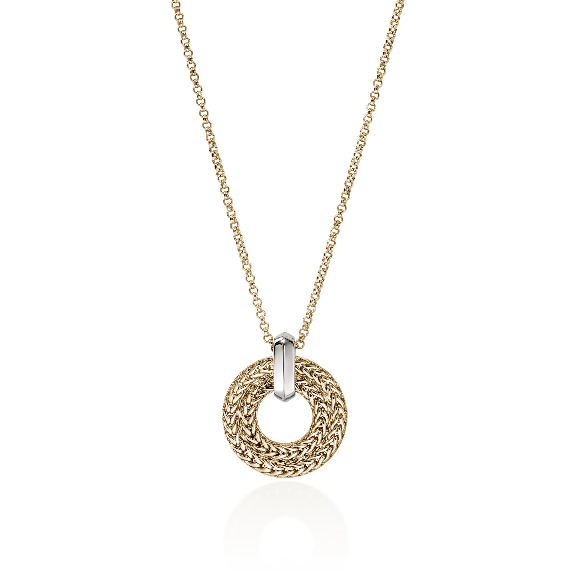 Icon Link Pendant Necklace, Gold, Diamonds, 2MM|NGGX989542DI - Image 3