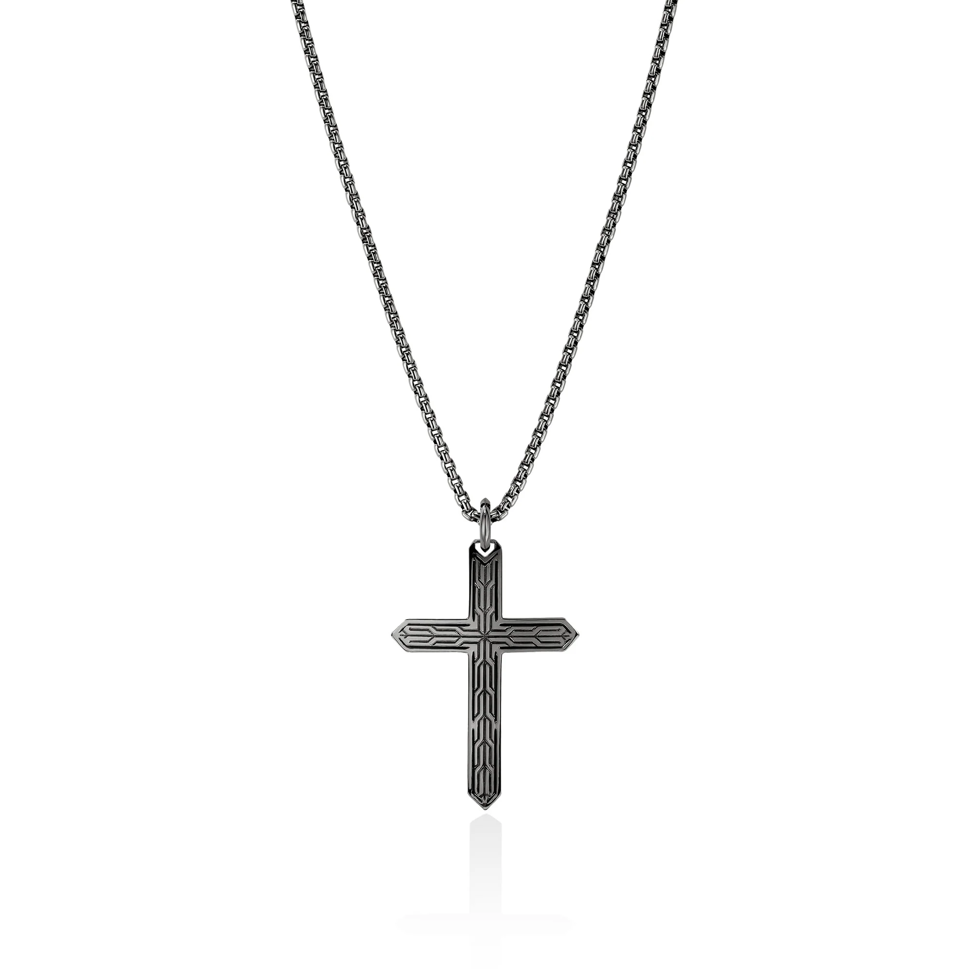 Icon 50 Cross Pendant Necklace, Dark Silver|NM989477BRD - Image 3