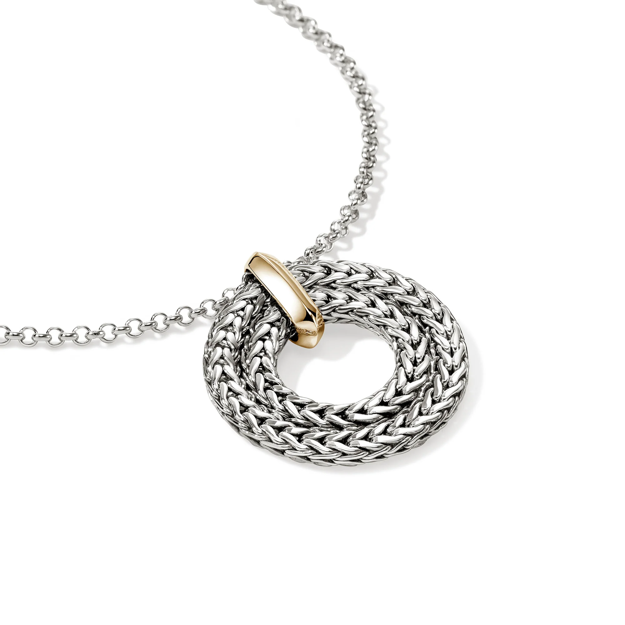 Icon Link Pendant Necklace, Sterling Silver, Gold, 2MM|NZZ98954 - Image 2