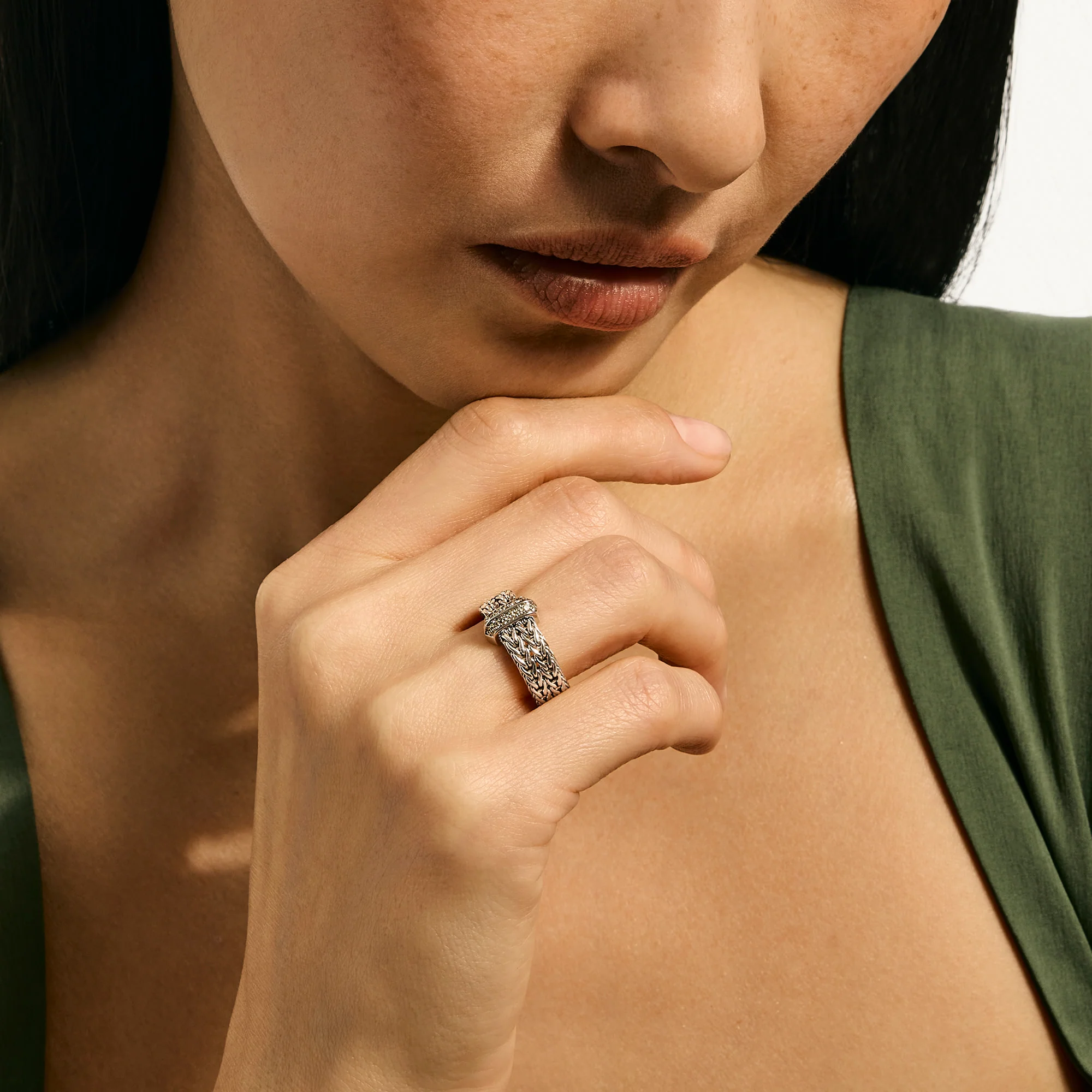 Icon Link Bar Ring, Sterling Silver, Diamonds, 6MM|RBP987362DI - Image 5