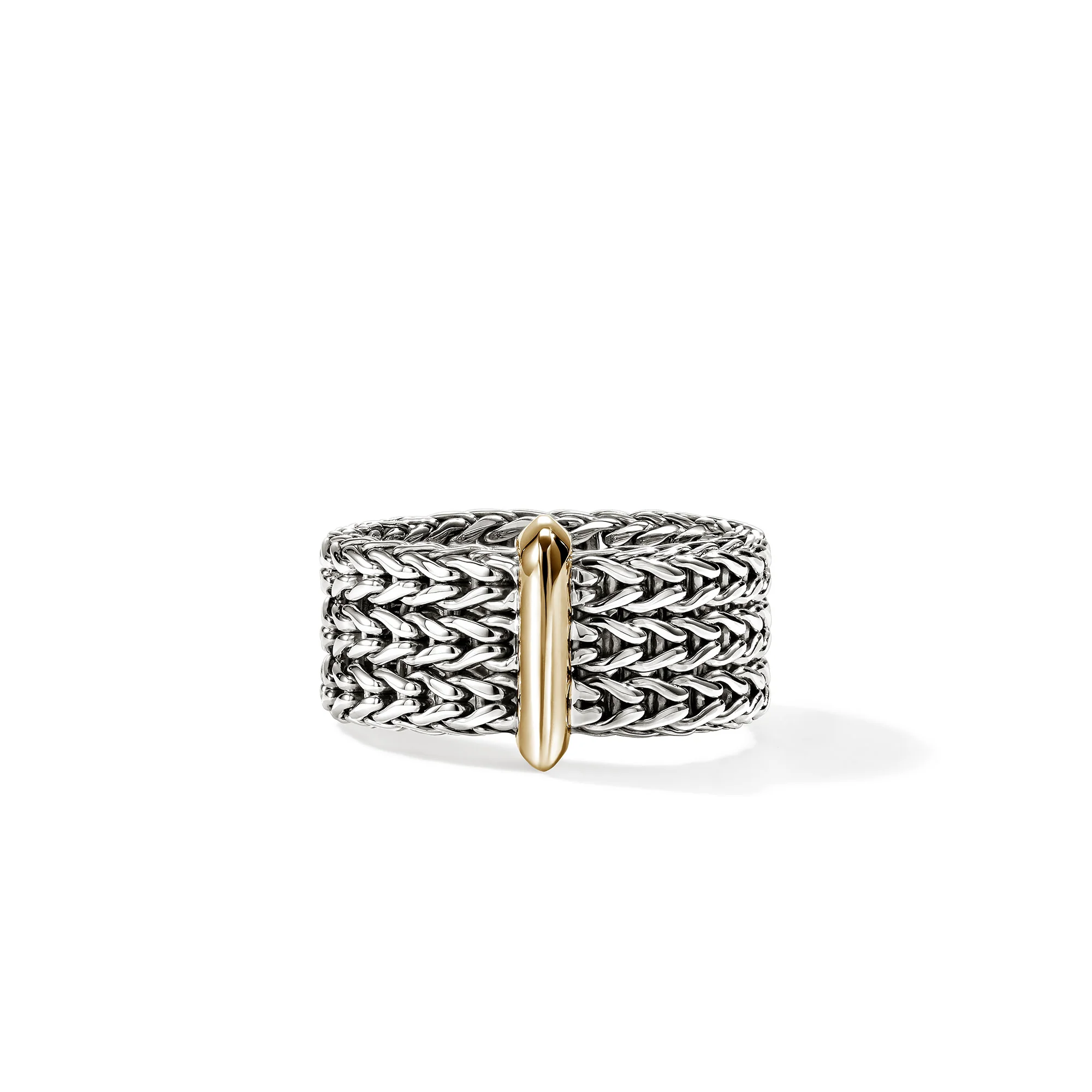 Icon Link Bar Ring, Sterling Silver, Gold, 9MM|RZZ98953