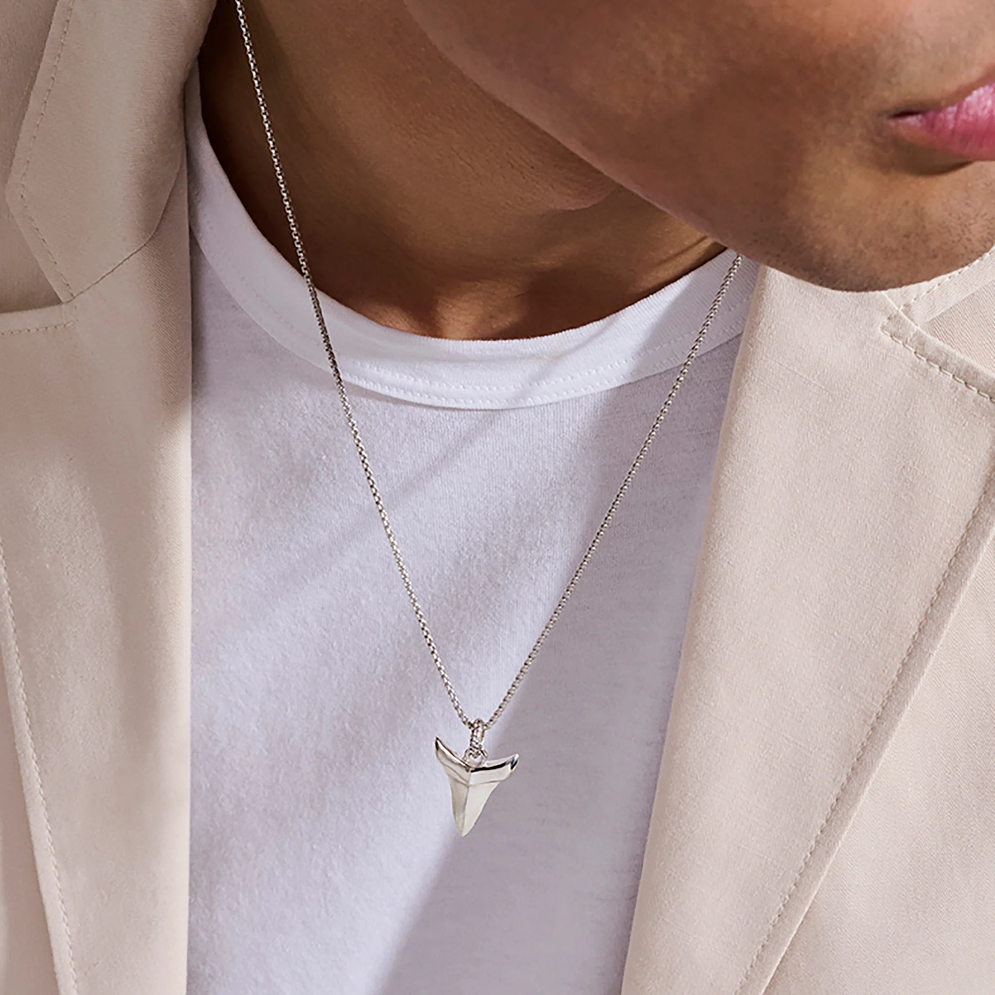 Shark Tooth Talisman Necklace, Sterling Silver, Diamonds|NMP987892DI - Image 4