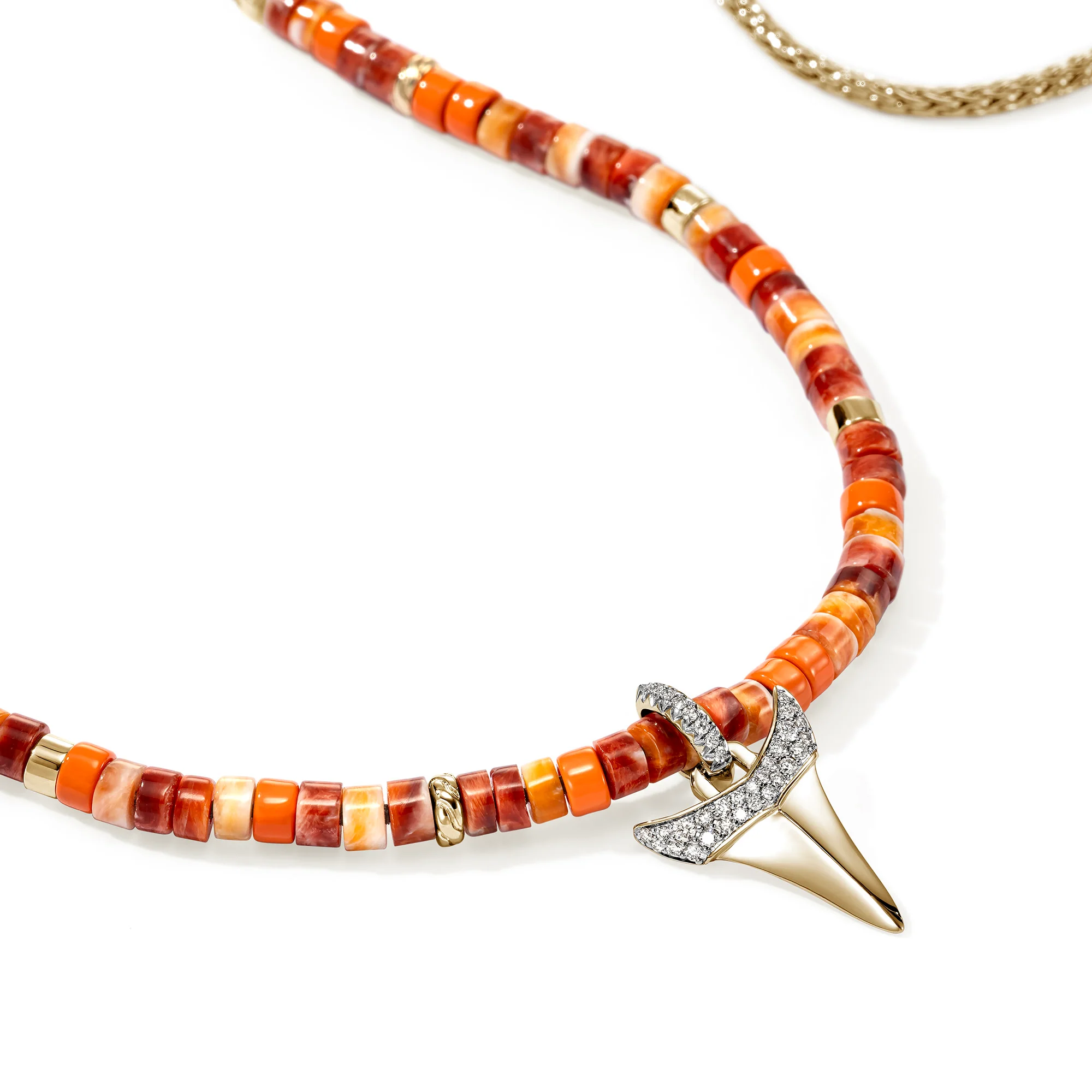 Sharktooth Heishi Necklace, Gold, Hardstones, Enamel, Diamonds|NMZZP988632OROYSDI - Image 2
