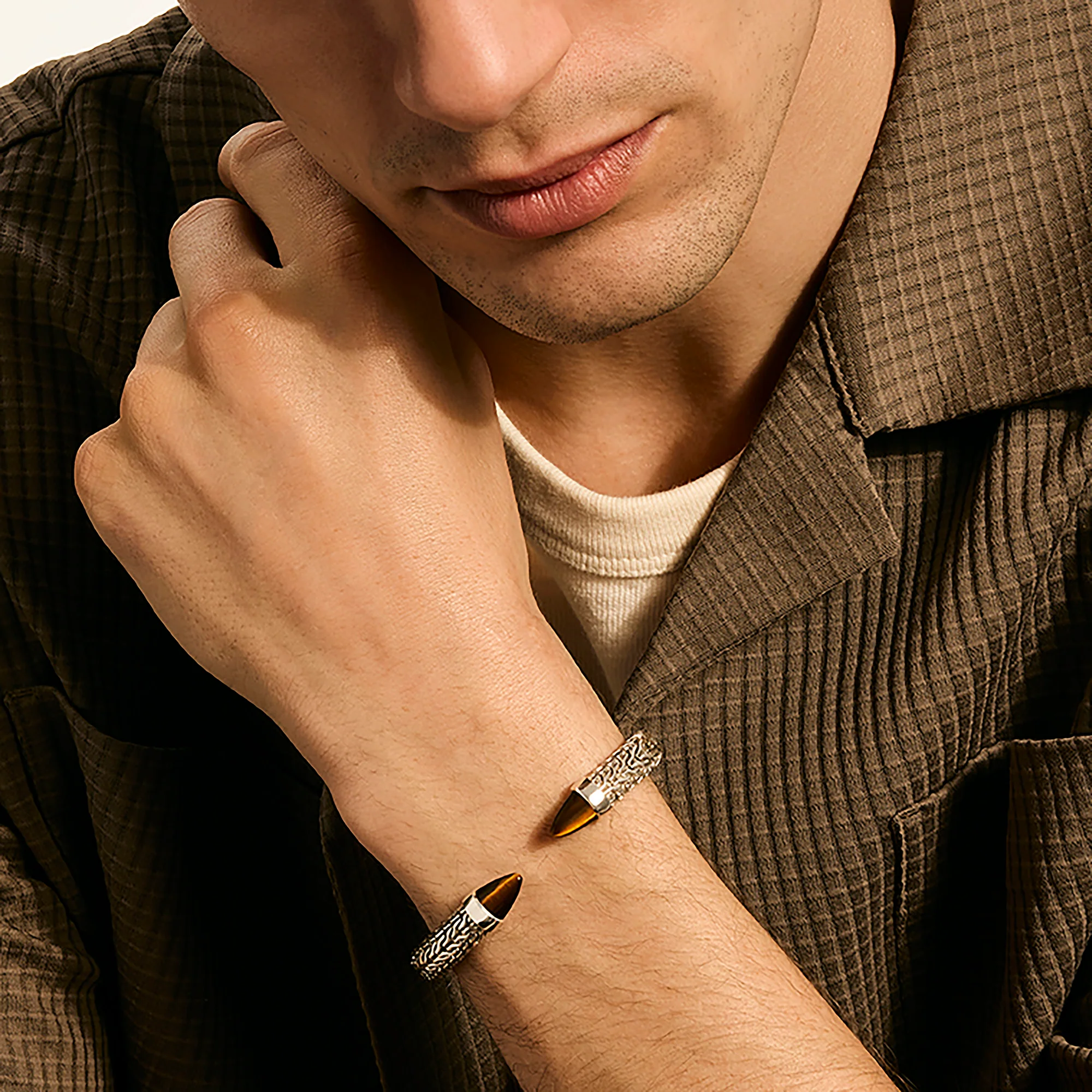 Spear 50 Flex Cuff, Sterling Silver, Tiger Eye|CMS987961TE - Image 6