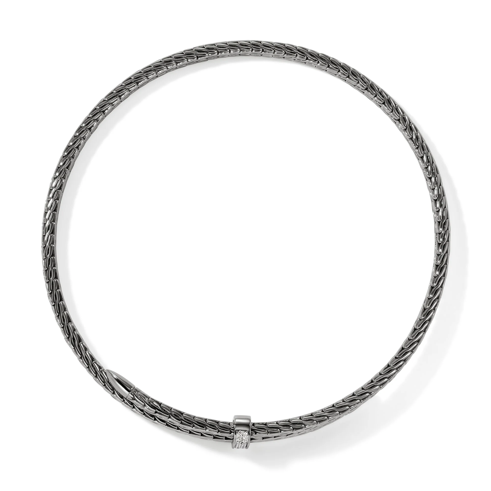 Spear Coil Choker, Dark Silver, Diamonds|NBP9011292BRDDI - Image 4