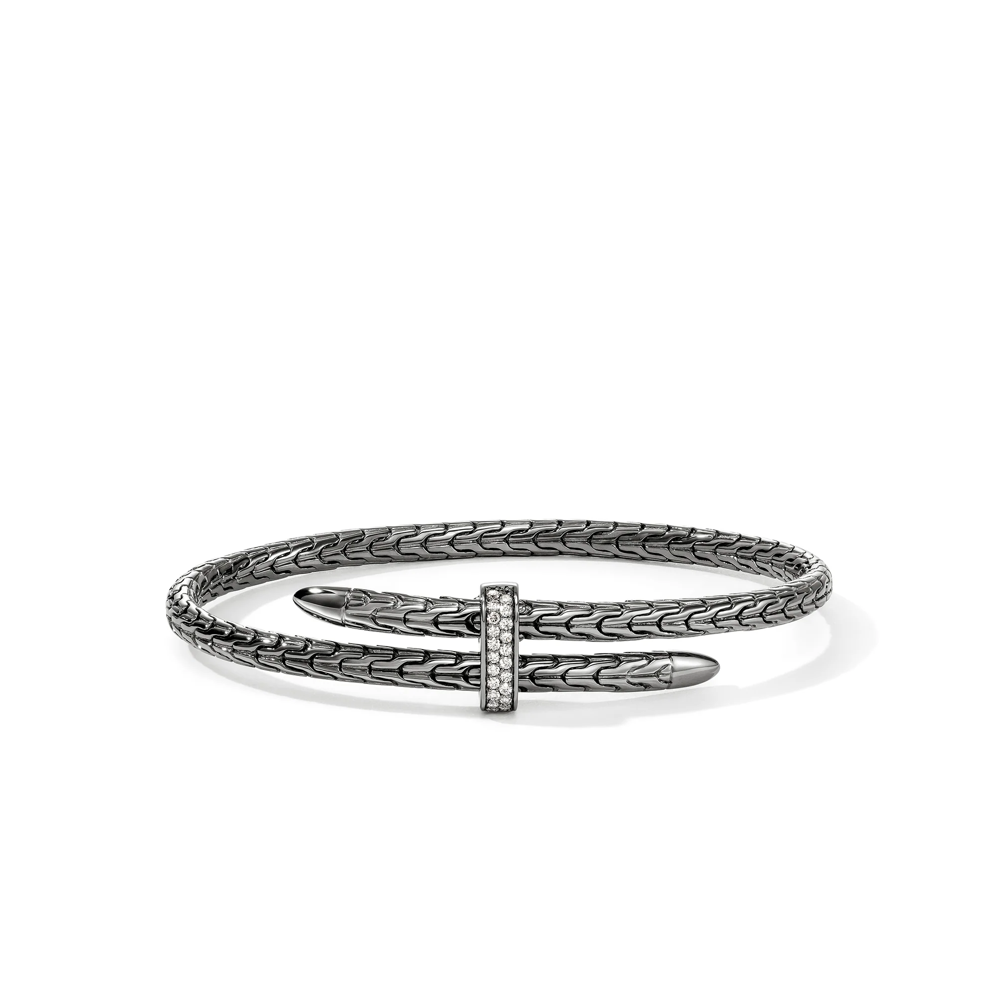 Spear Flex Cuff, Dark Silver, Diamonds, 4MM|CBP987872BRDDI