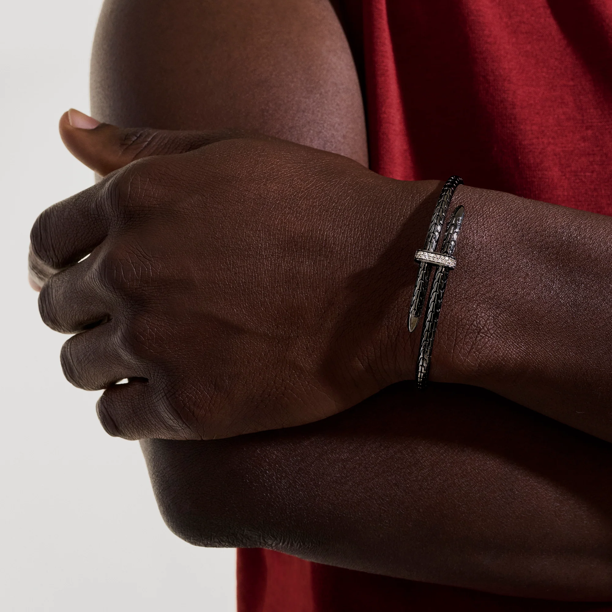 Spear Flex Cuff, Dark Silver, Diamonds, 4MM|CBP987872BRDDI - Image 7