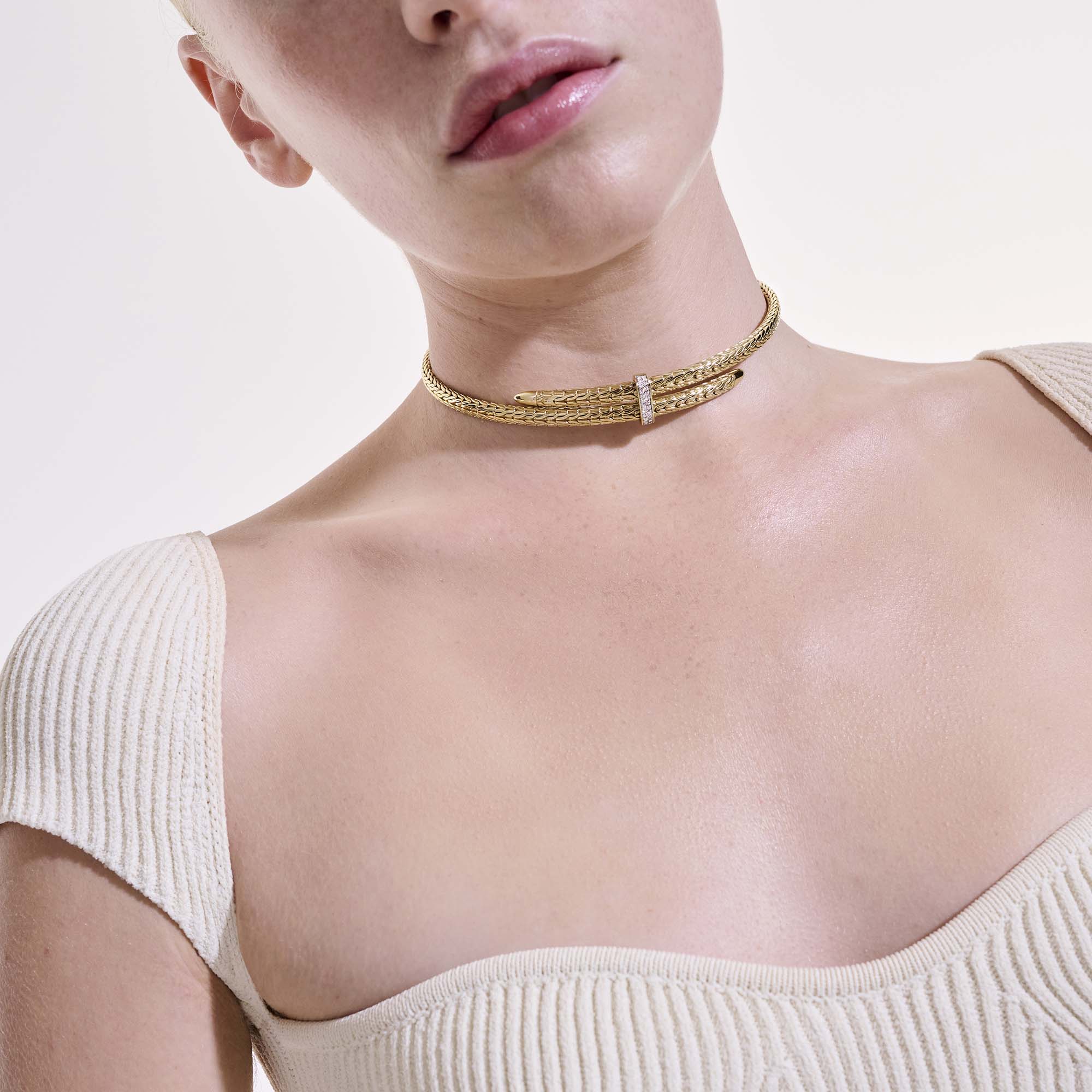 Spear Coil Choker, Gold, Diamonds|NGGX9011292DI - Image 5