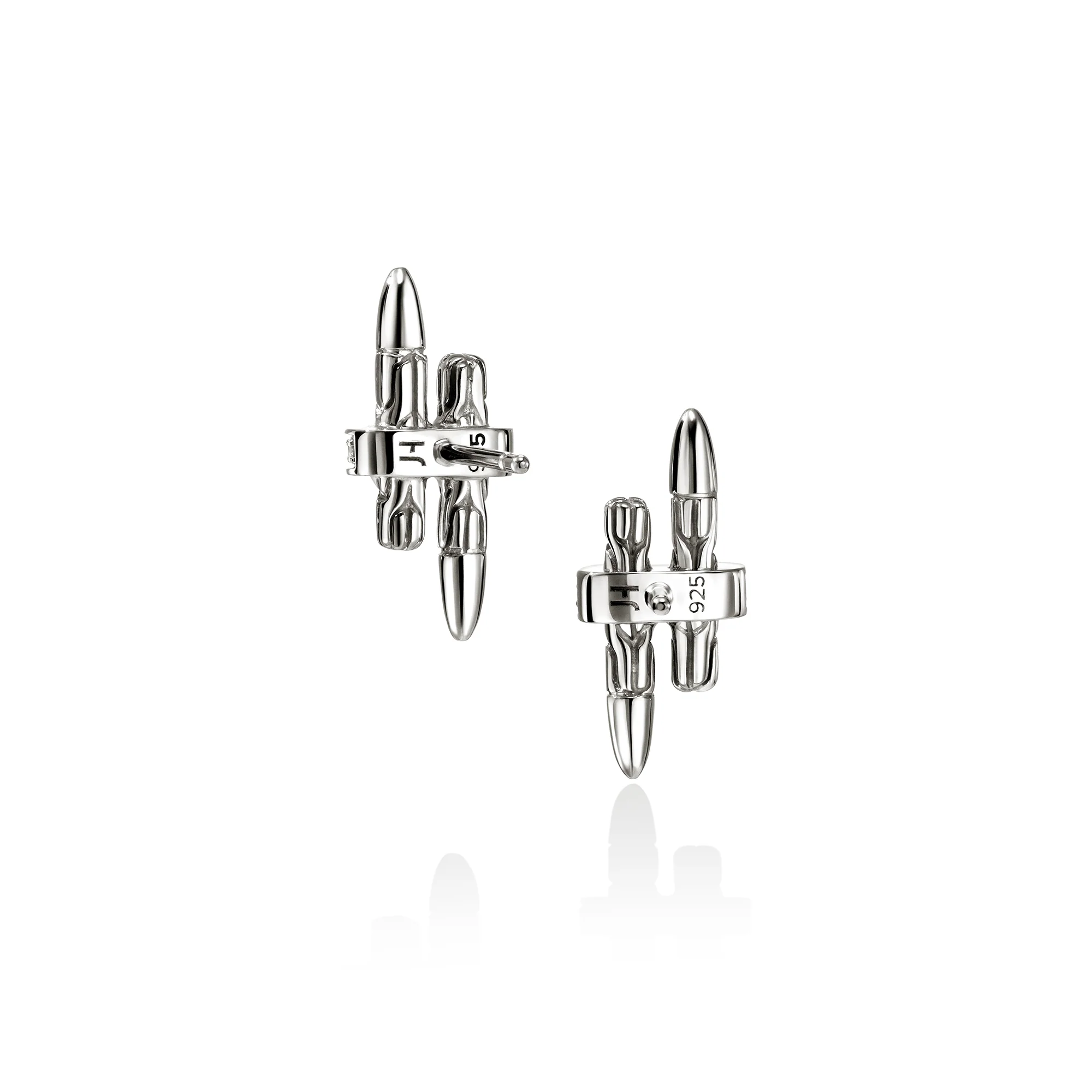 Spear Stud Earrings, Sterling Silver, Diamonds|EBP989562DI - Image 3