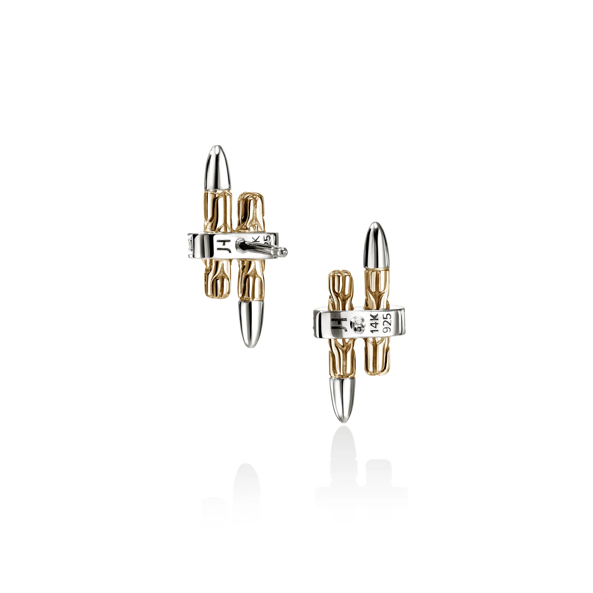 Spear Stud Earrings, Gold, Sterling Silver, Diamonds|EZZP989562DI - Image 3