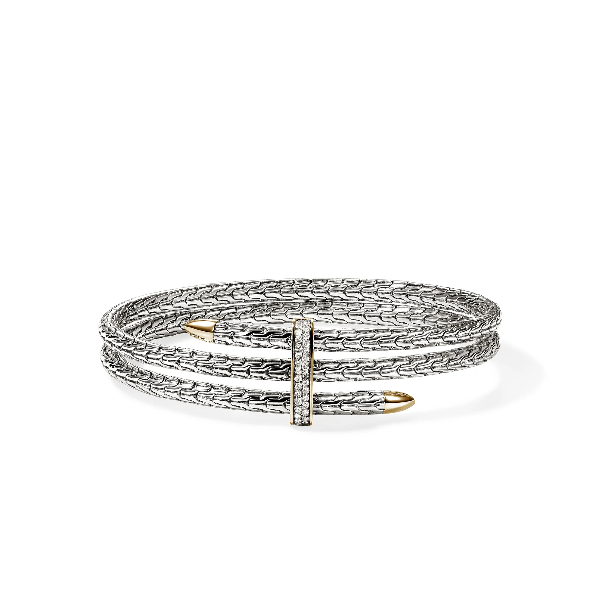Spear Triple Flex Cuff, Gold, Sterling Silver, Diamonds, 4MM|CZZP988392DI