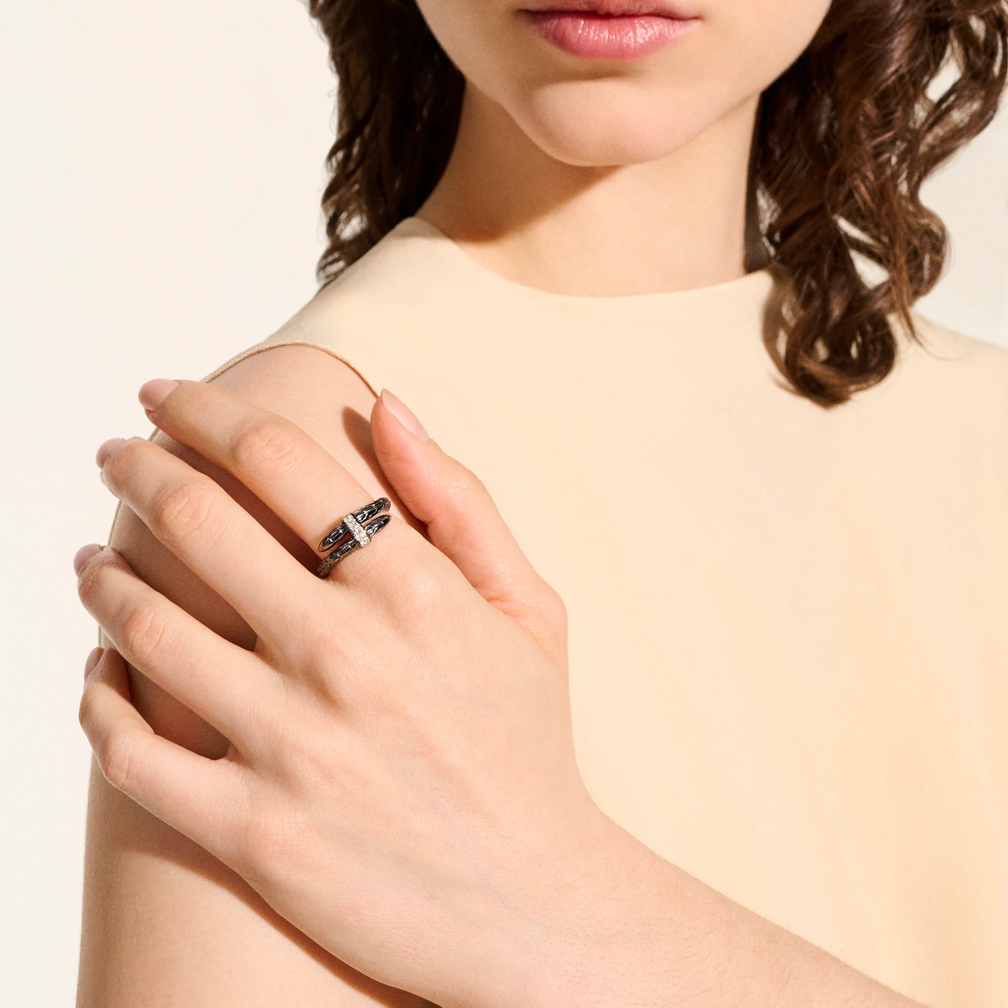 Spear Ring, Dark Silver, Diamonds|RBP986802BRDDI - Image 6