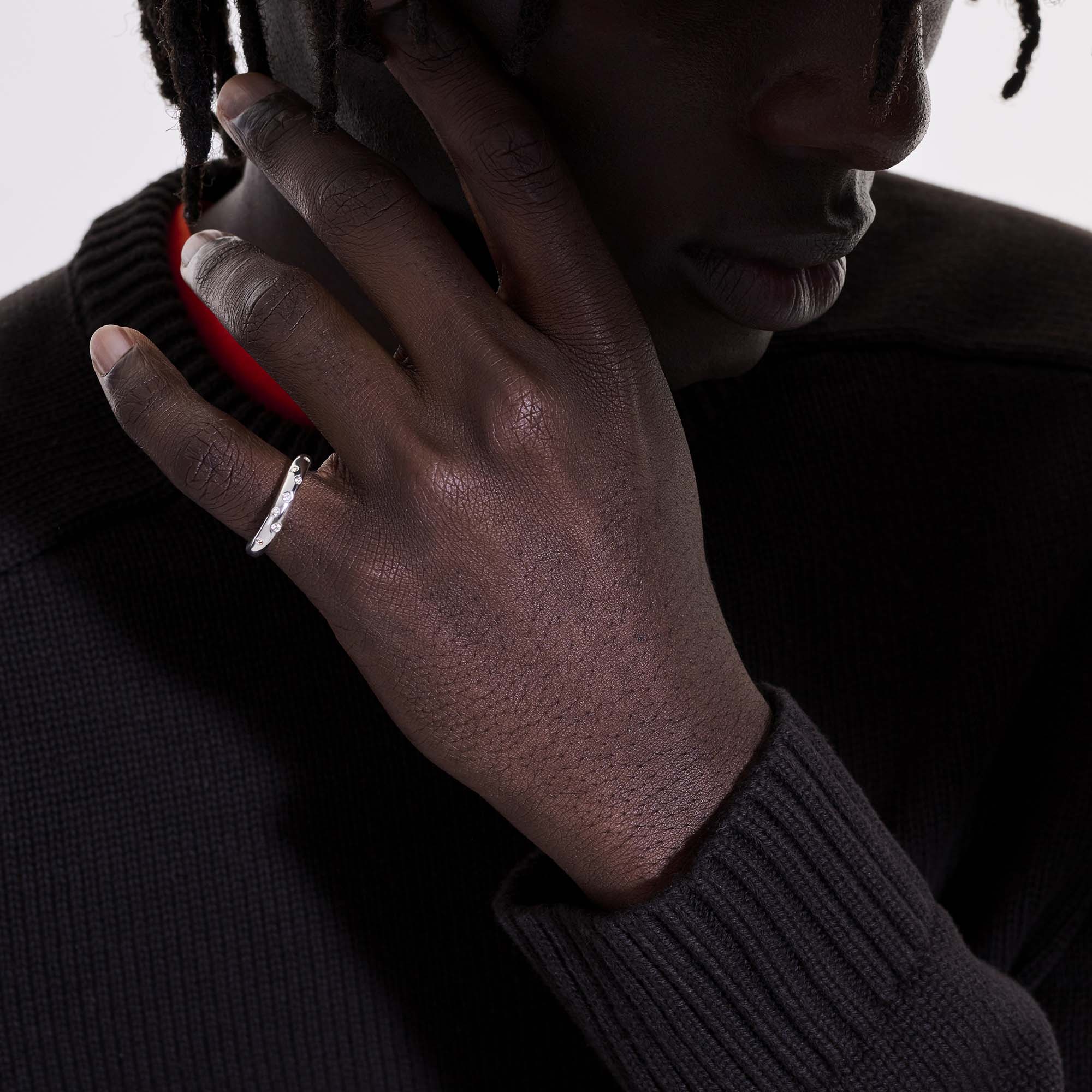 Surf Ring, Sterling Silver, Diamonds, Slim|RBP9011182DI - Image 7