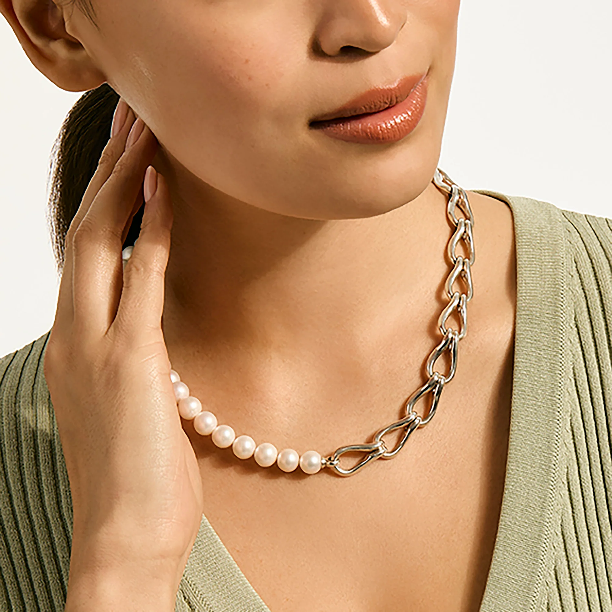 Surf Necklace, Sterling Silver, Pearls|NB895141 - Image 5