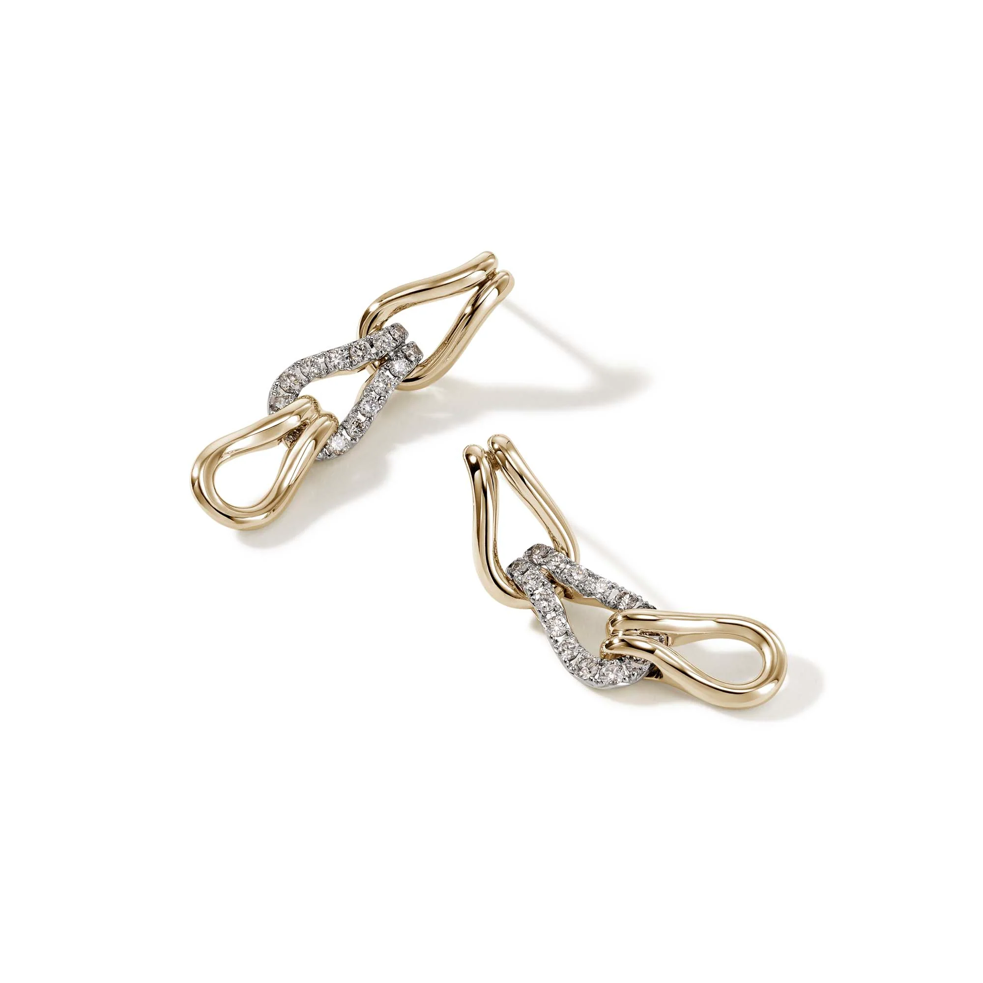 Surf Link Earrings, Gold, Diamonds|EGGX90117922DI - Image 3